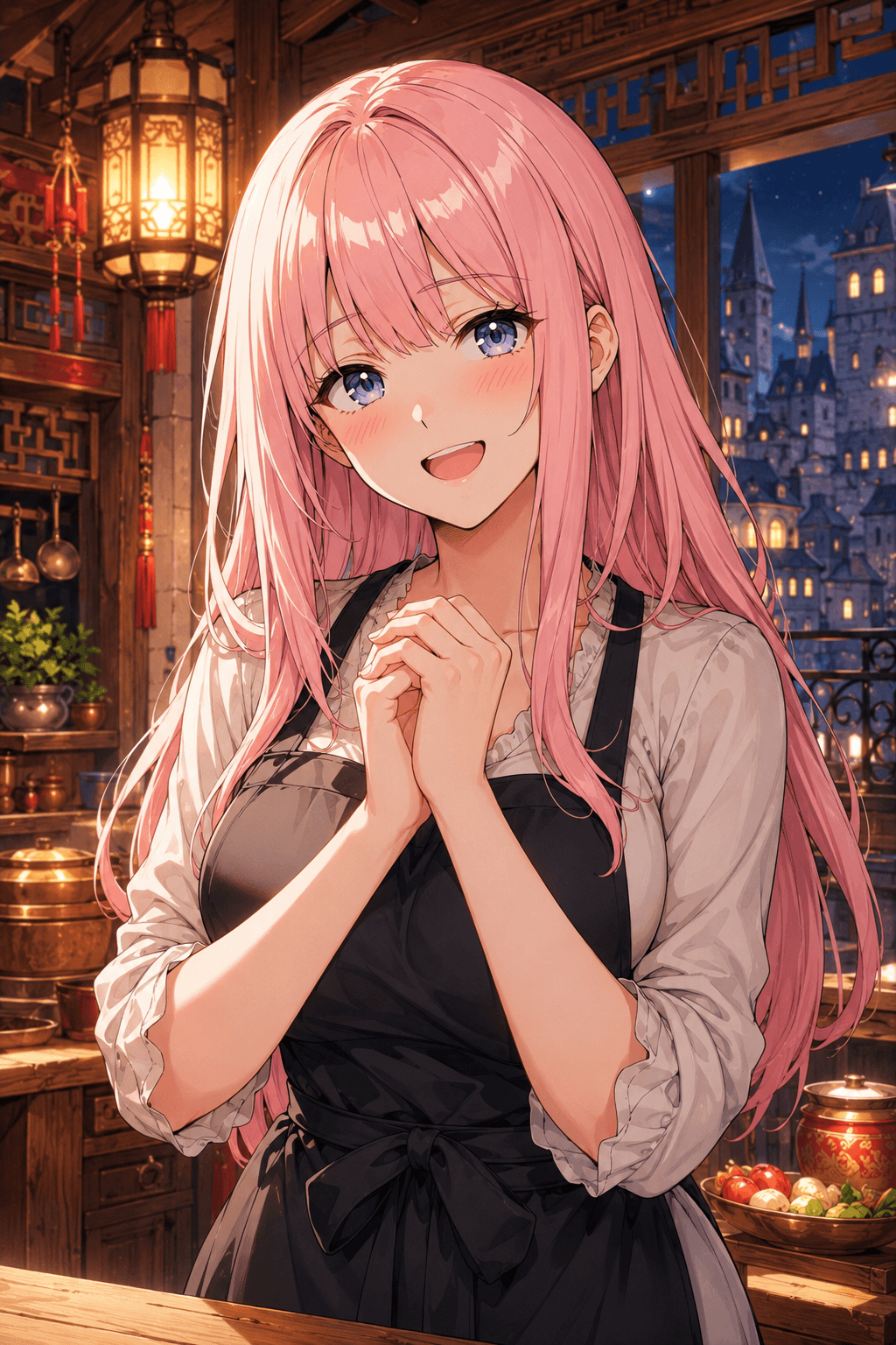 エプロン姿で笑顔のソマ